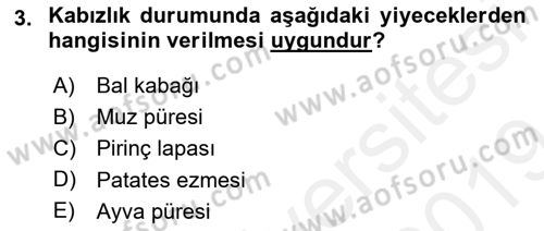 Temel Beslenme İlkeleri Dersi 2018 - 2019 Yılı (Final) Dönem Sonu Sınav Soruları 3. Soru