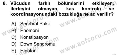 Temel Beslenme İlkeleri Dersi 2018 - 2019 Yılı (Final) Dönem Sonu Sınav Soruları 8. Soru