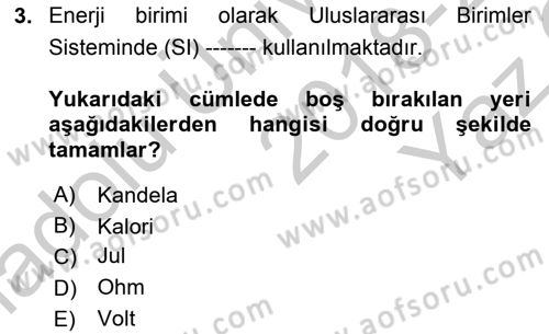 Temel Beslenme İlkeleri Dersi 2018 - 2019 Yılı Yaz Okulu Sınav Soruları 3. Soru