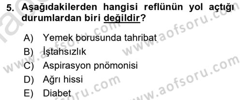 Temel Beslenme İlkeleri Dersi 2020 - 2021 Yılı Yaz Okulu Sınav Soruları 5. Soru