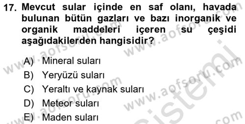 Temel Beslenme İlkeleri Dersi 2021 - 2022 Yılı (Vize) Ara Sınav Soruları 17. Soru