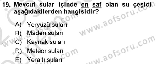 Temel Beslenme İlkeleri Dersi 2021 - 2022 Yılı (Final) Dönem Sonu Sınav Soruları 19. Soru