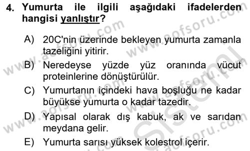 Temel Beslenme İlkeleri Dersi 2021 - 2022 Yılı (Final) Dönem Sonu Sınav Soruları 4. Soru