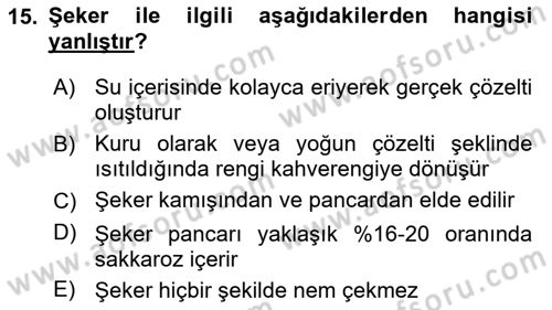 Temel Beslenme İlkeleri Dersi 2022 - 2023 Yılı Yaz Okulu Sınav Soruları 15. Soru