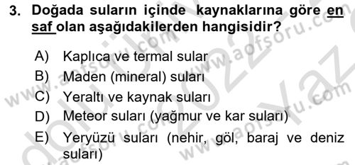 Temel Beslenme İlkeleri Dersi 2022 - 2023 Yılı Yaz Okulu Sınav Soruları 3. Soru