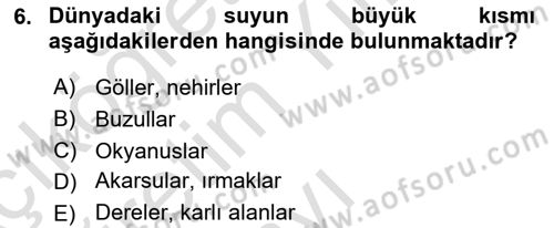 Temel Beslenme İlkeleri Dersi 2022 - 2023 Yılı Yaz Okulu Sınav Soruları 6. Soru