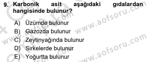 Temel Beslenme İlkeleri Dersi 2023 - 2024 Yılı (Vize) Ara Sınav Soruları 9. Soru