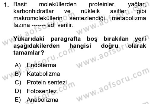 Temel Beslenme İlkeleri Dersi 2023 - 2024 Yılı (Final) Dönem Sonu Sınav Soruları 1. Soru