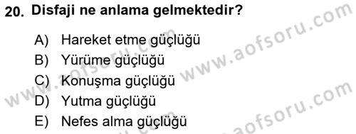 Temel Beslenme İlkeleri Dersi 2023 - 2024 Yılı (Final) Dönem Sonu Sınav Soruları 20. Soru