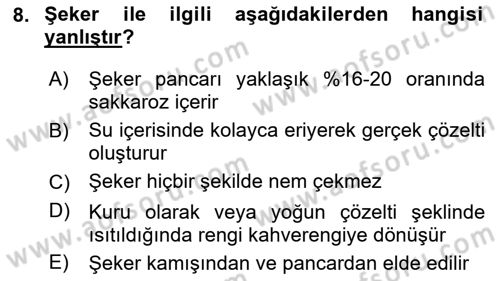 Temel Beslenme İlkeleri Dersi 2023 - 2024 Yılı (Final) Dönem Sonu Sınav Soruları 8. Soru
