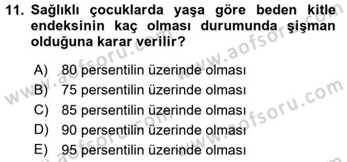 Temel Beslenme İlkeleri Dersi 2023 - 2024 Yılı Yaz Okulu Sınav Soruları 11. Soru