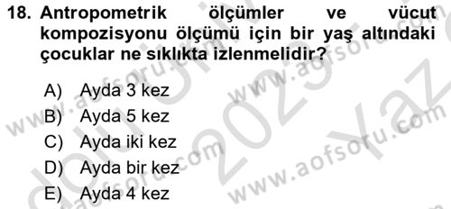 Temel Beslenme İlkeleri Dersi 2023 - 2024 Yılı Yaz Okulu Sınav Soruları 18. Soru