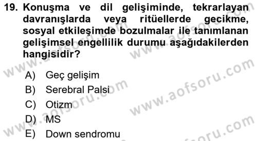 Temel Beslenme İlkeleri Dersi 2023 - 2024 Yılı Yaz Okulu Sınav Soruları 19. Soru