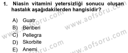 Temel Beslenme İlkeleri Dersi 2024 - 2025 Yılı (Final) Dönem Sonu Sınav Soruları 1. Soru
