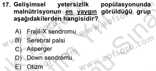 Temel Beslenme İlkeleri Dersi 2025 - 2026 Yılı (Final) Dönem Sonu Sınav Soruları 17. Soru