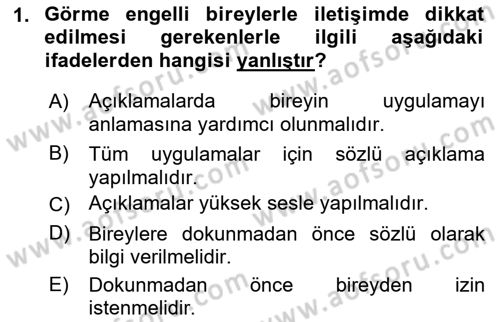 Temel Bakım ve Rehabilitasyon 2 Dersi 2018 - 2019 Yılı 3 Ders Sınav Soruları 1. Soru