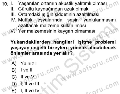 Temel Bakım ve Rehabilitasyon 2 Dersi 2018 - 2019 Yılı 3 Ders Sınav Soruları 10. Soru