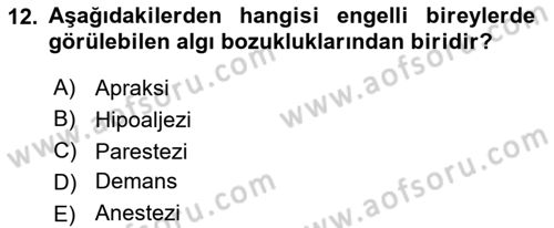 Temel Bakım ve Rehabilitasyon 2 Dersi 2018 - 2019 Yılı 3 Ders Sınav Soruları 12. Soru