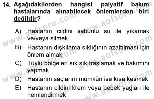 Temel Bakım ve Rehabilitasyon 2 Dersi 2018 - 2019 Yılı 3 Ders Sınav Soruları 14. Soru