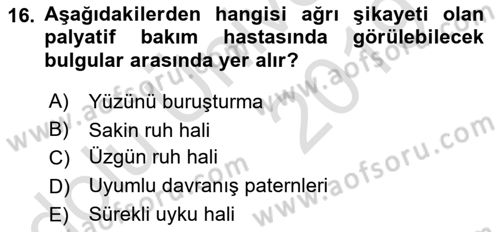 Temel Bakım ve Rehabilitasyon 2 Dersi 2018 - 2019 Yılı 3 Ders Sınav Soruları 16. Soru