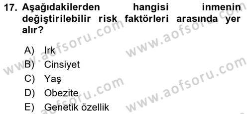 Temel Bakım ve Rehabilitasyon 2 Dersi 2018 - 2019 Yılı 3 Ders Sınav Soruları 17. Soru