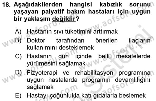 Temel Bakım ve Rehabilitasyon 2 Dersi 2018 - 2019 Yılı 3 Ders Sınav Soruları 18. Soru