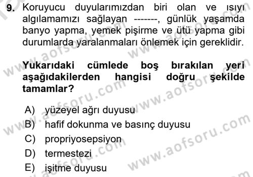 Temel Bakım ve Rehabilitasyon 2 Dersi 2018 - 2019 Yılı 3 Ders Sınav Soruları 9. Soru