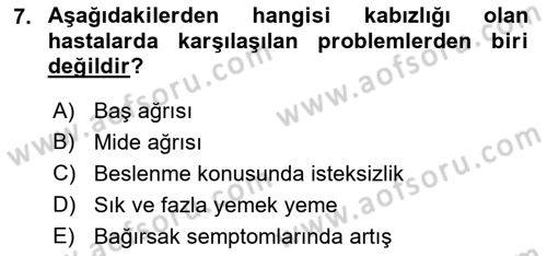 Temel Bakım ve Rehabilitasyon 2 Dersi Ara Sınavı Deneme Sınav Soruları 7. Soru