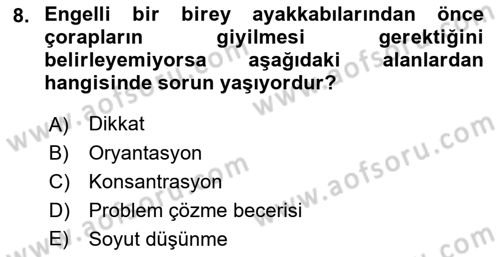 Temel Bakım ve Rehabilitasyon 2 Dersi Ara Sınavı Deneme Sınav Soruları 8. Soru