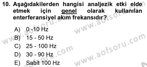 Temel Bakım ve Rehabilitasyon 2 Dersi 2018 - 2019 Yılı Yaz Okulu Sınav Soruları 10. Soru