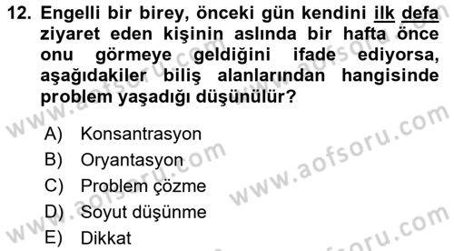 Temel Bakım ve Rehabilitasyon 2 Dersi 2018 - 2019 Yılı Yaz Okulu Sınav Soruları 12. Soru