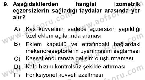 Temel Bakım ve Rehabilitasyon 2 Dersi 2018 - 2019 Yılı Yaz Okulu Sınav Soruları 9. Soru