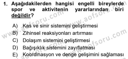 Temel Bakım ve Rehabilitasyon 2 Dersi Ara Sınavı Deneme Sınav Soruları 1. Soru