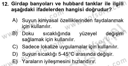 Temel Bakım ve Rehabilitasyon 2 Dersi Ara Sınavı Deneme Sınav Soruları 12. Soru