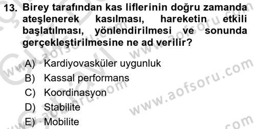Temel Bakım ve Rehabilitasyon 2 Dersi Ara Sınavı Deneme Sınav Soruları 13. Soru