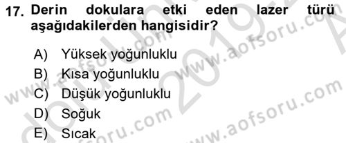 Temel Bakım ve Rehabilitasyon 2 Dersi Ara Sınavı Deneme Sınav Soruları 17. Soru