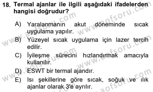 Temel Bakım ve Rehabilitasyon 2 Dersi Ara Sınavı Deneme Sınav Soruları 18. Soru