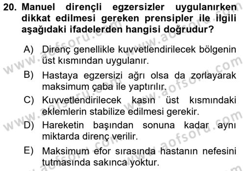 Temel Bakım ve Rehabilitasyon 2 Dersi 2019 - 2020 Yılı (Vize) Ara Sınav Soruları 20. Soru