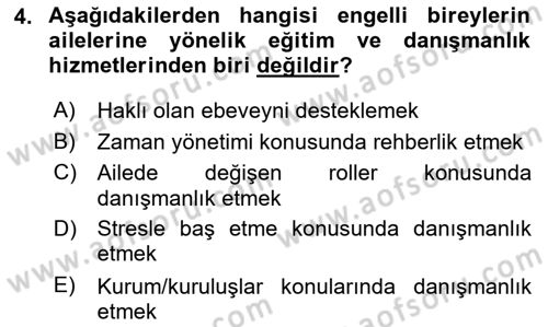 Temel Bakım ve Rehabilitasyon 2 Dersi Ara Sınavı Deneme Sınav Soruları 4. Soru