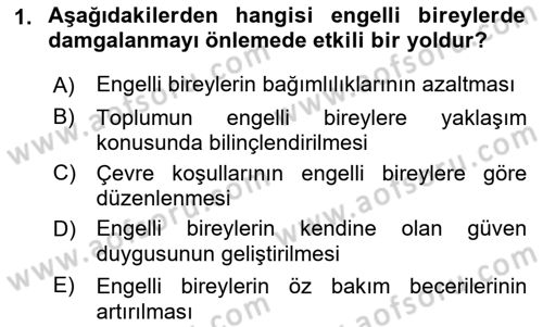 Temel Bakım ve Rehabilitasyon 2 Dersi 2019 - 2020 Yılı (Final) Dönem Sonu Sınav Soruları 1. Soru