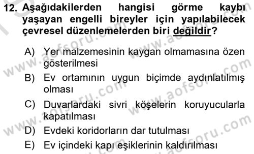 Temel Bakım ve Rehabilitasyon 2 Dersi 2019 - 2020 Yılı (Final) Dönem Sonu Sınav Soruları 12. Soru