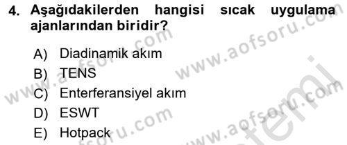 Temel Bakım ve Rehabilitasyon 2 Dersi 2019 - 2020 Yılı (Final) Dönem Sonu Sınav Soruları 4. Soru