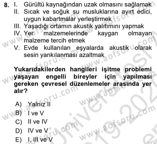 Temel Bakım ve Rehabilitasyon 2 Dersi 2019 - 2020 Yılı (Final) Dönem Sonu Sınav Soruları 8. Soru