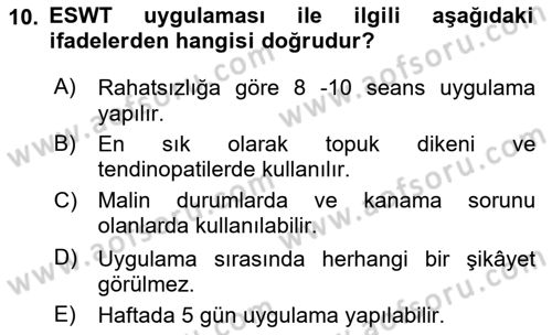 Temel Bakım ve Rehabilitasyon 2 Dersi 2020 - 2021 Yılı Yaz Okulu Sınav Soruları 10. Soru
