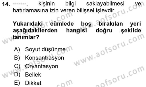 Temel Bakım ve Rehabilitasyon 2 Dersi 2020 - 2021 Yılı Yaz Okulu Sınav Soruları 14. Soru