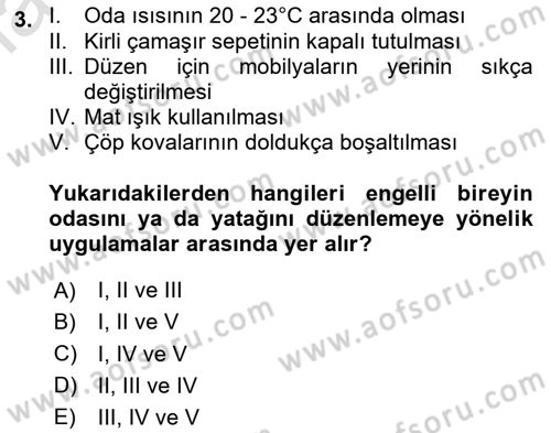 Temel Bakım ve Rehabilitasyon 2 Dersi 2020 - 2021 Yılı Yaz Okulu Sınav Soruları 3. Soru