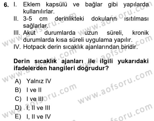 Temel Bakım ve Rehabilitasyon 2 Dersi 2020 - 2021 Yılı Yaz Okulu Sınav Soruları 6. Soru