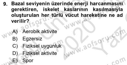 Temel Bakım ve Rehabilitasyon 2 Dersi 2020 - 2021 Yılı Yaz Okulu Sınav Soruları 9. Soru