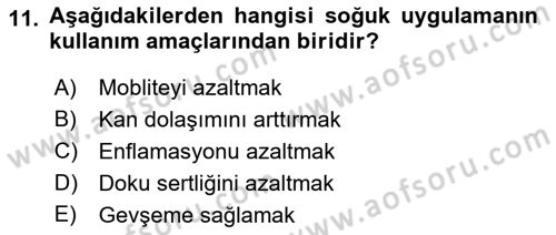 Temel Bakım ve Rehabilitasyon 2 Dersi Ara Sınavı Deneme Sınav Soruları 11. Soru