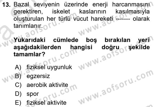 Temel Bakım ve Rehabilitasyon 2 Dersi Ara Sınavı Deneme Sınav Soruları 13. Soru